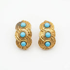 Vintage Ribbed Gold-Plated Cushion Clips