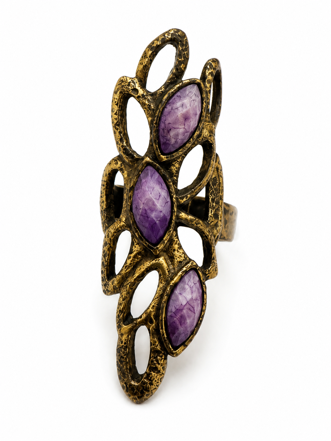 Vintage Gold Plated Purple Resin Sculptural Ring