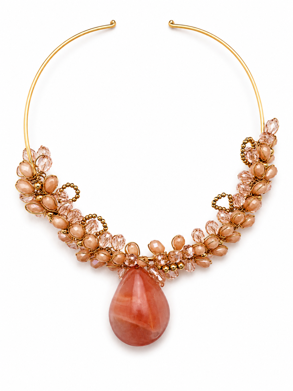 Vintage Couture Pink Statement Necklace Romantic Floral Style