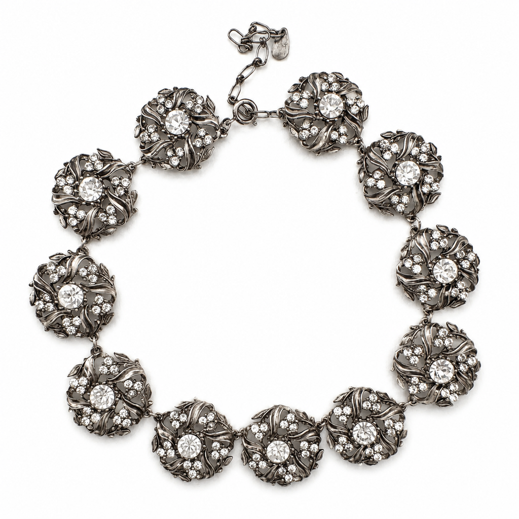 Vintage Rhinestone Statement Floral Parure Set