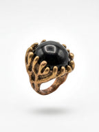 Vintage Brutalist Black Onyx Style Statement Ring