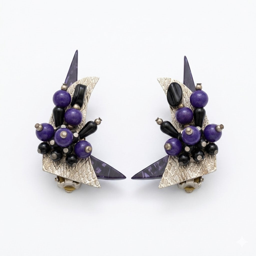 Vintage Geometric Retro Cluster Statement Earrings