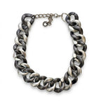 Vintage Modernist Two Tone Link Statement Necklace