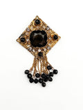 Vintage Victorian Revival Black Tassel Brooch