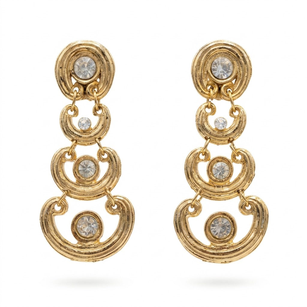Vintage Cascading Rhinestone Drop Earrings