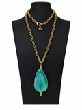 Luisa Spagnoli Green Agate Pendant Long Necklace