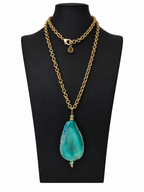 Luisa Spagnoli Green Agate Pendant Long Necklace