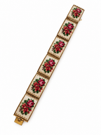 Vintage Petit Point Rose Panel Bracelet
