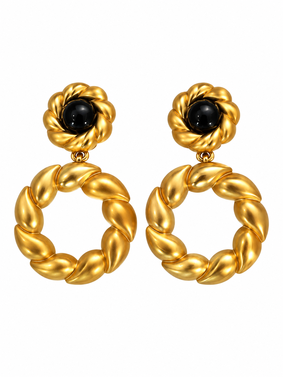 Vintage Statement Gold Plated Sculptural Clip-On Earrings