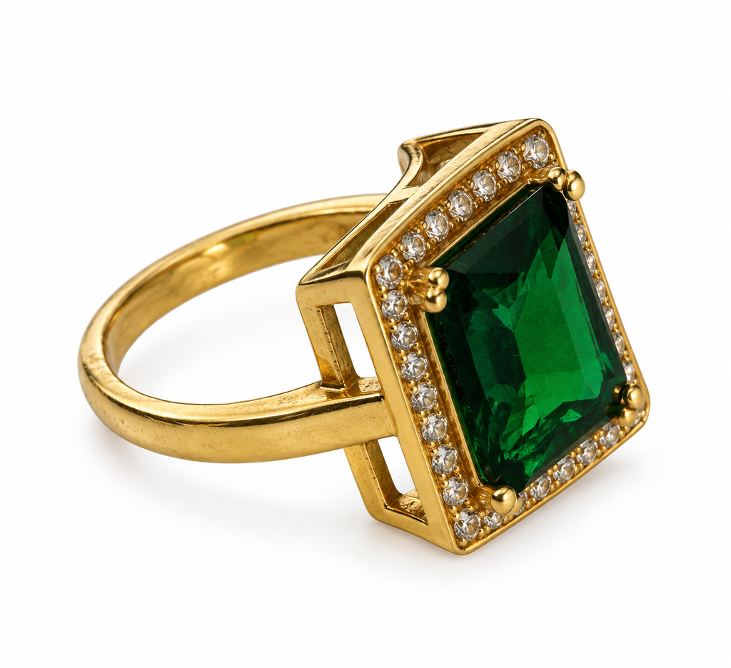 Vintage Christian Dior Emerald Crystal Cocktail Ring