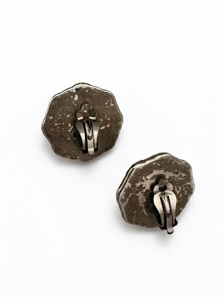 Vintage Resin Cabochon Clip-On Earrings