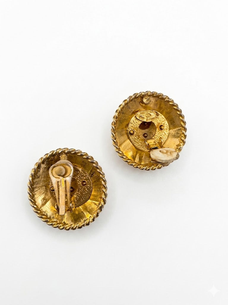 Vintage Chanel 1980s Paris Logo Clip-On Earrings