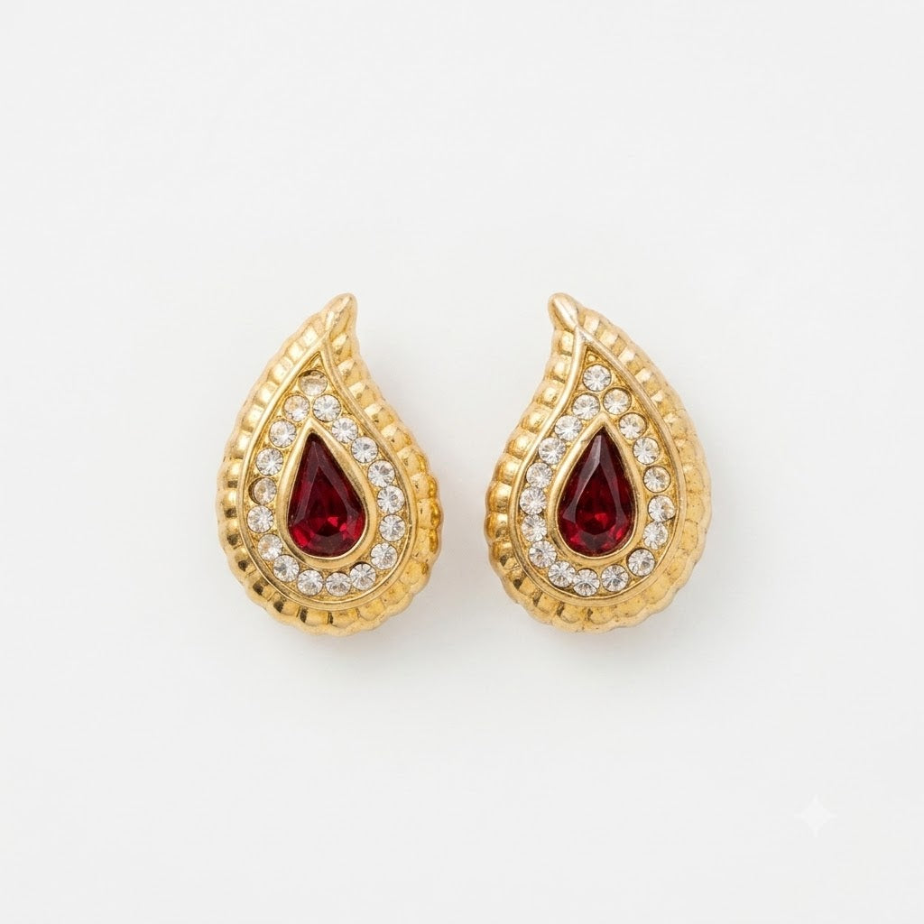 Vintage Crystal Teardrop Statement Clip On Earrings