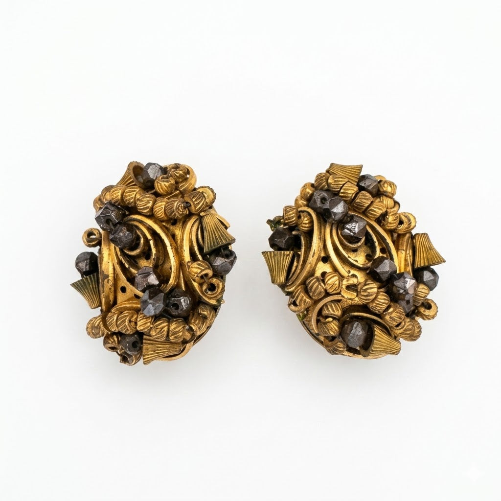 Gilded Baroque Revival Clip-On Earrings