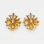 Vintage Floral Burst Rhinestone Clip On Earrings