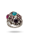 Vintage Romantic Floral Crystal Cocktail Ring