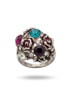 Vintage Romantic Floral Crystal Cocktail Ring