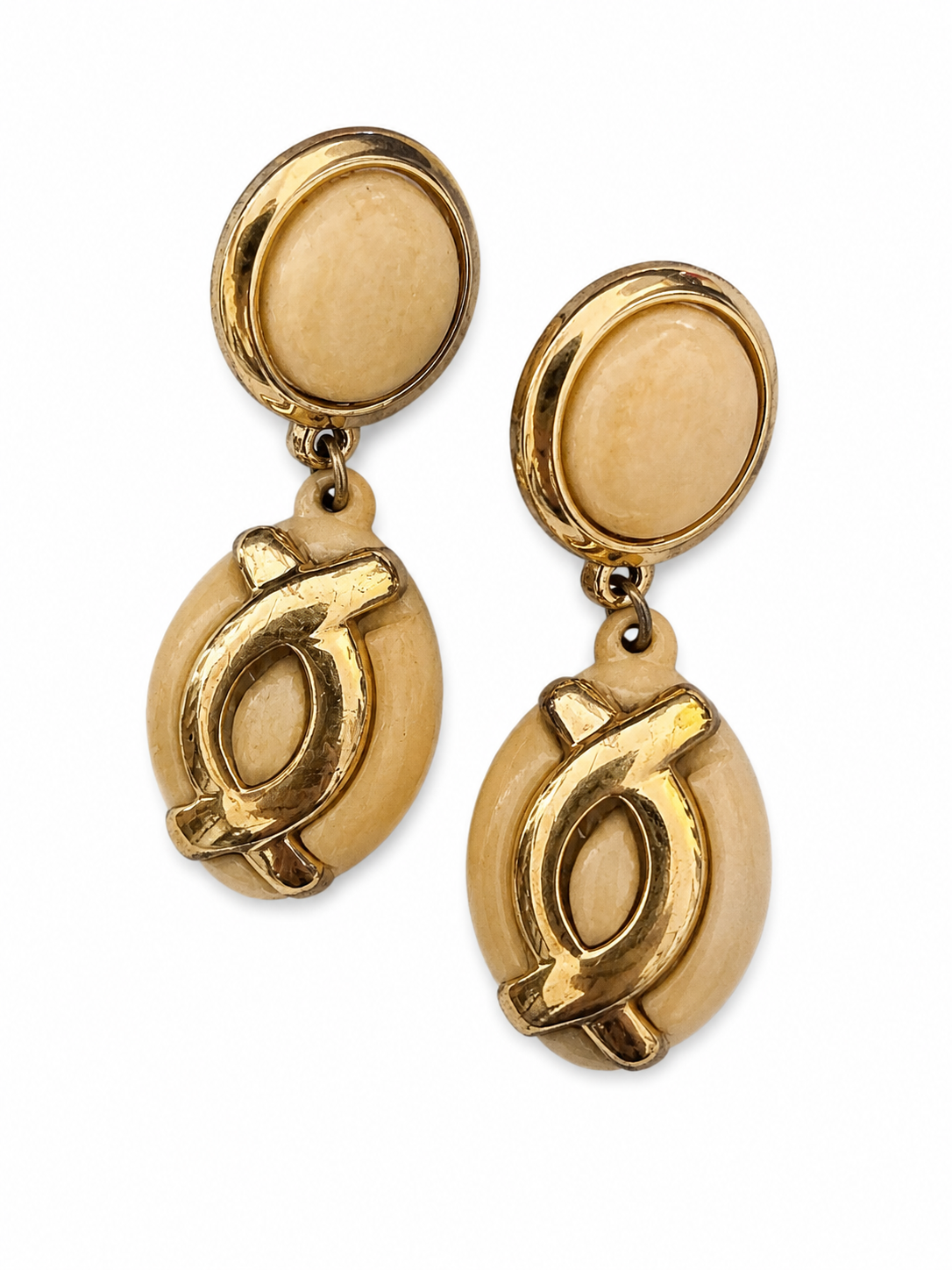 Vintage Retro Resin Gold Tone Earrings
