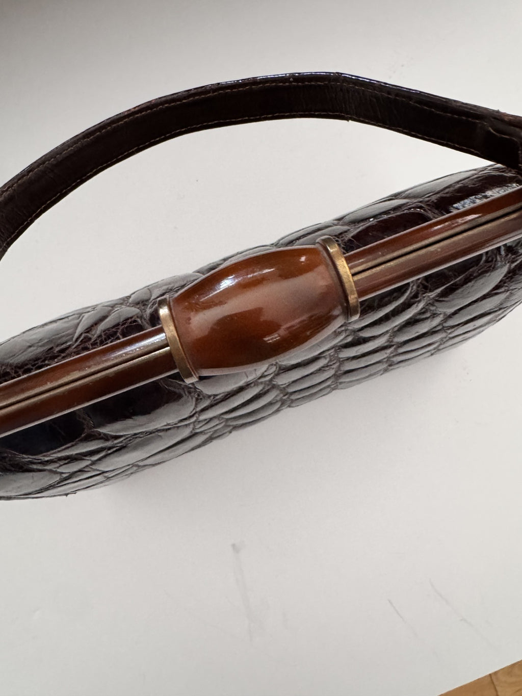 Vintage Crocodile Skin Embossed Handbag