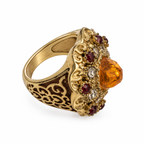 Vintage Baroque Amber Crystal Cocktail Ring