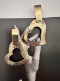 Vintage Modernist Hammered Heart Drop Earrings