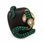 Vintage Roberto Cavalli Jeweled Serpent Wood Cocktail Ring