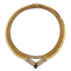 Vintage Gold Plated Mesh Crystal Collar Necklace