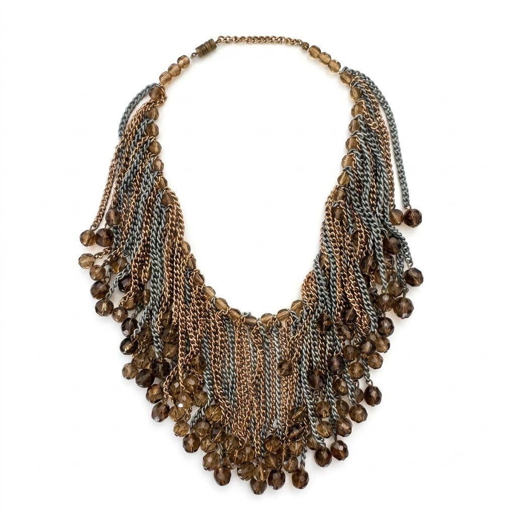 Vintage Bohemian Fringe Chain Statement Necklace