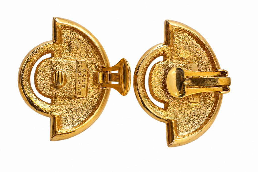 Vintage Balenciaga Art Deco Crystal Geometric Clip-On Earrings