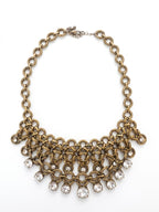Vintage Byzantine Revival Crystal Bib Statement Necklace