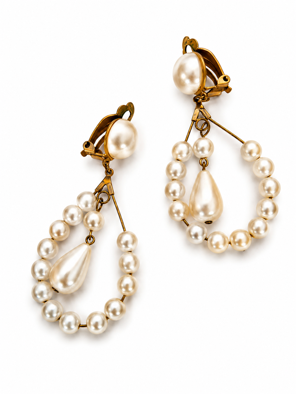 Vintage Faux Pearl Teardrop Statement Earrings