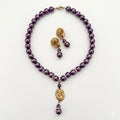 Vintage Cameo Faux Pearl Necklace and Earrings Set