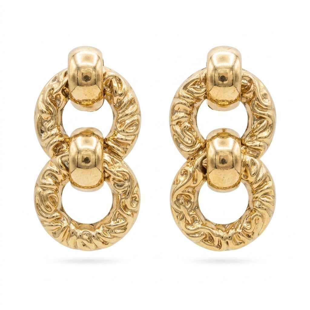 Vintage Sculptural Link Clip-On Earrings