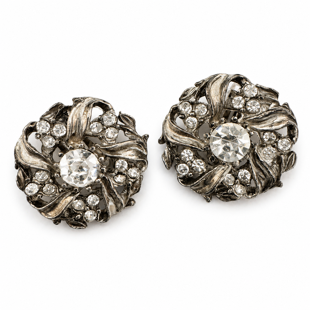 Vintage Rhinestone Statement Floral Parure Set