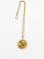 Vintage Japanese Gold Plated Scenic Pendant Necklace