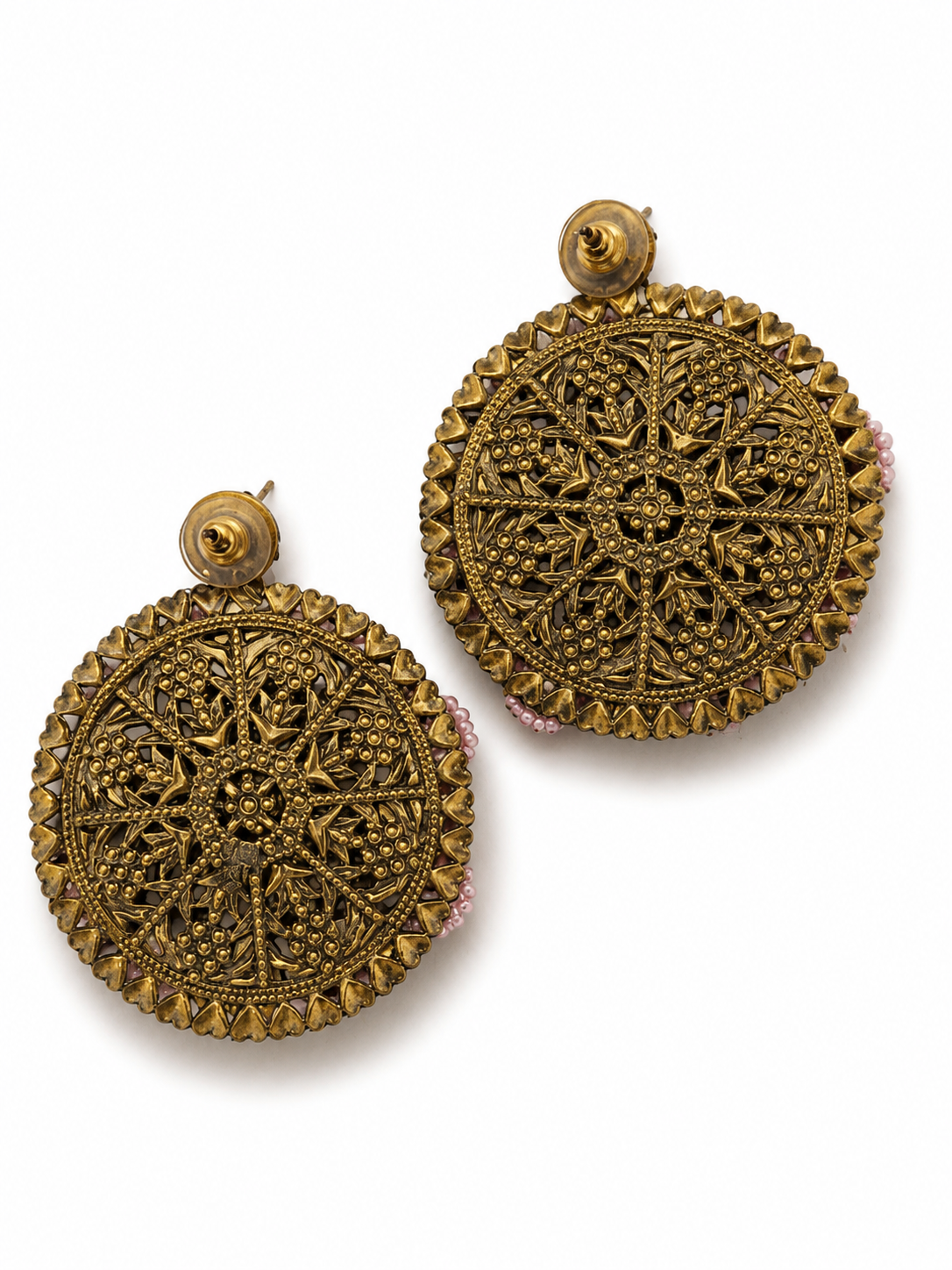 Vintage Baroque Floral Oversized Pierced Earrings