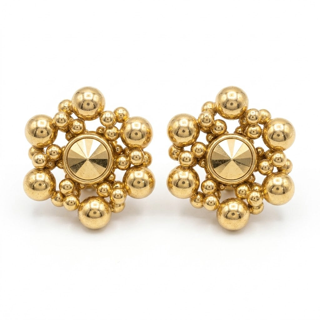 Vintage Sculptural Dome Cluster Over-sized Earrings