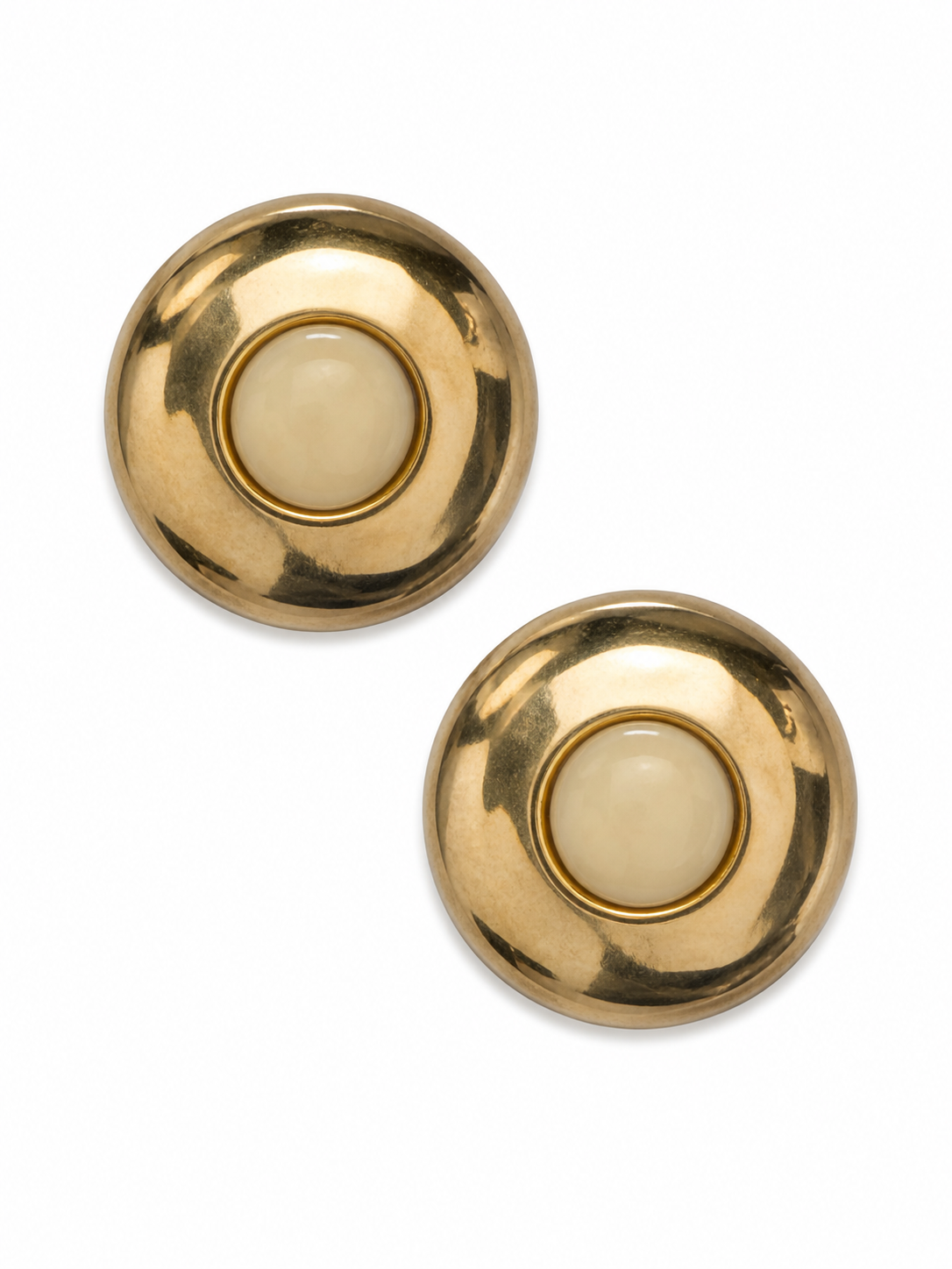 Vintage Modernist Gold Tone Resin Earrings