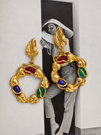 Vintage Baroque Jewel Wreath Clip-On Earrings