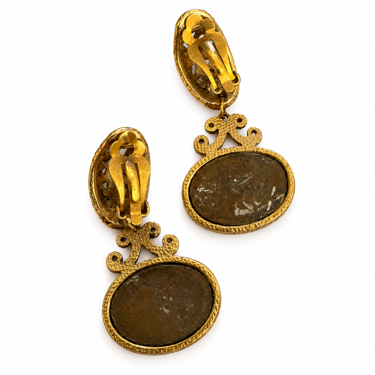 Vintage Roman Coin Revival Medallion Clip On Earrings