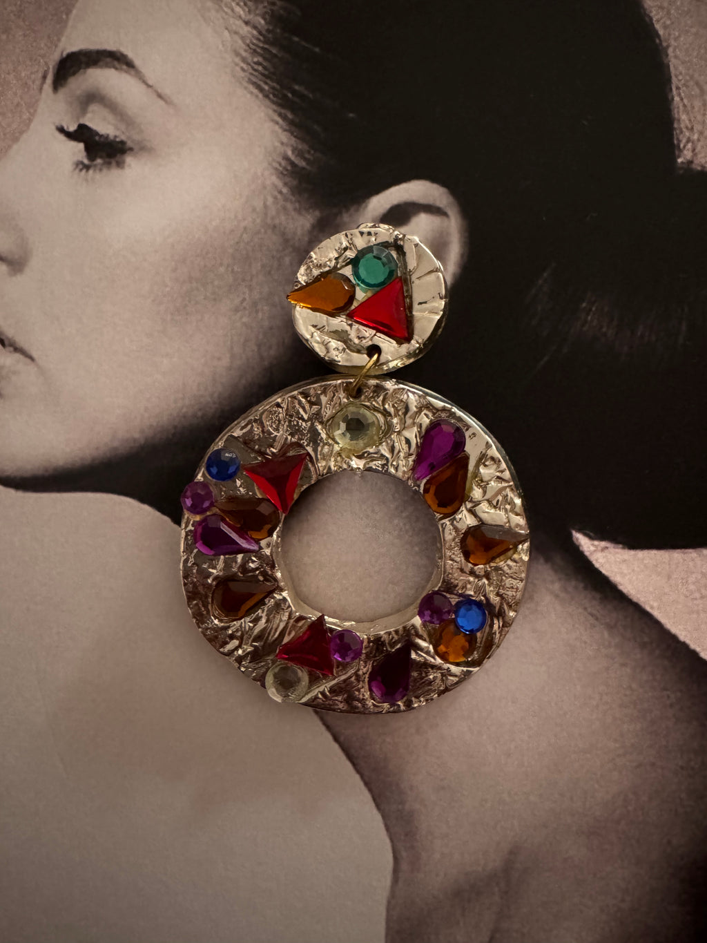 Vintage Retro Resin Oversized Statement Earrings