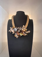 Vintage Mixed Media Nautical Rope Statement Necklace