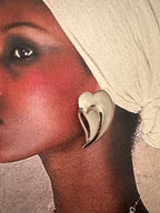 Vintage Modernist Silver Heart Earrings