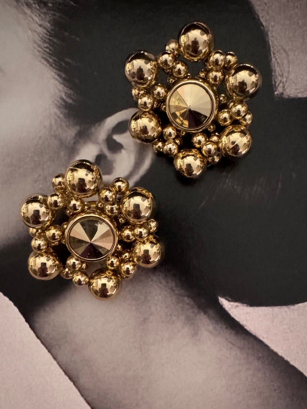 Vintage Sculptural Dome Cluster Over-sized Earrings