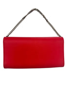 Vintage Christian Dior Red Leather Wallet and Chain Shoulder Bag