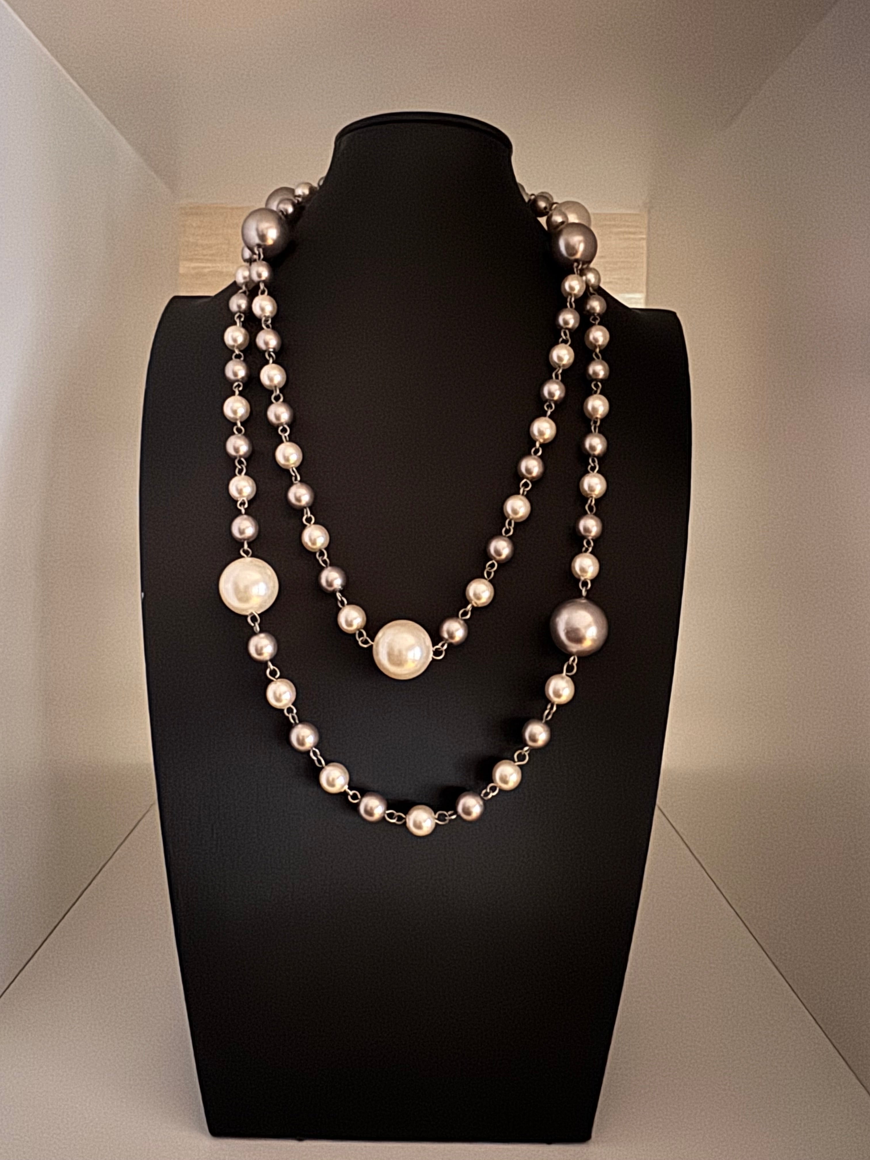 Vintage Classic Faux Pearl Long Necklace
