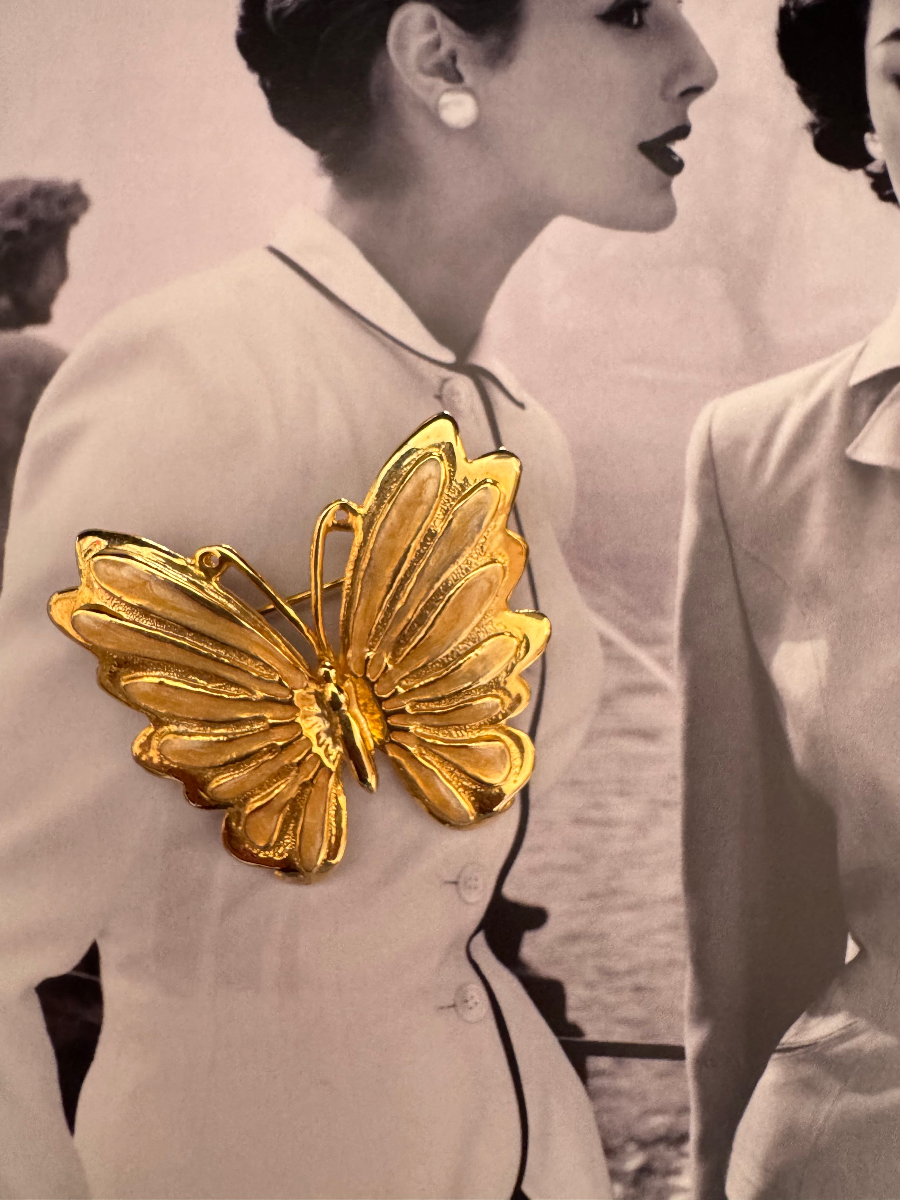 Vintage Gold Plated Butterfly Brooch