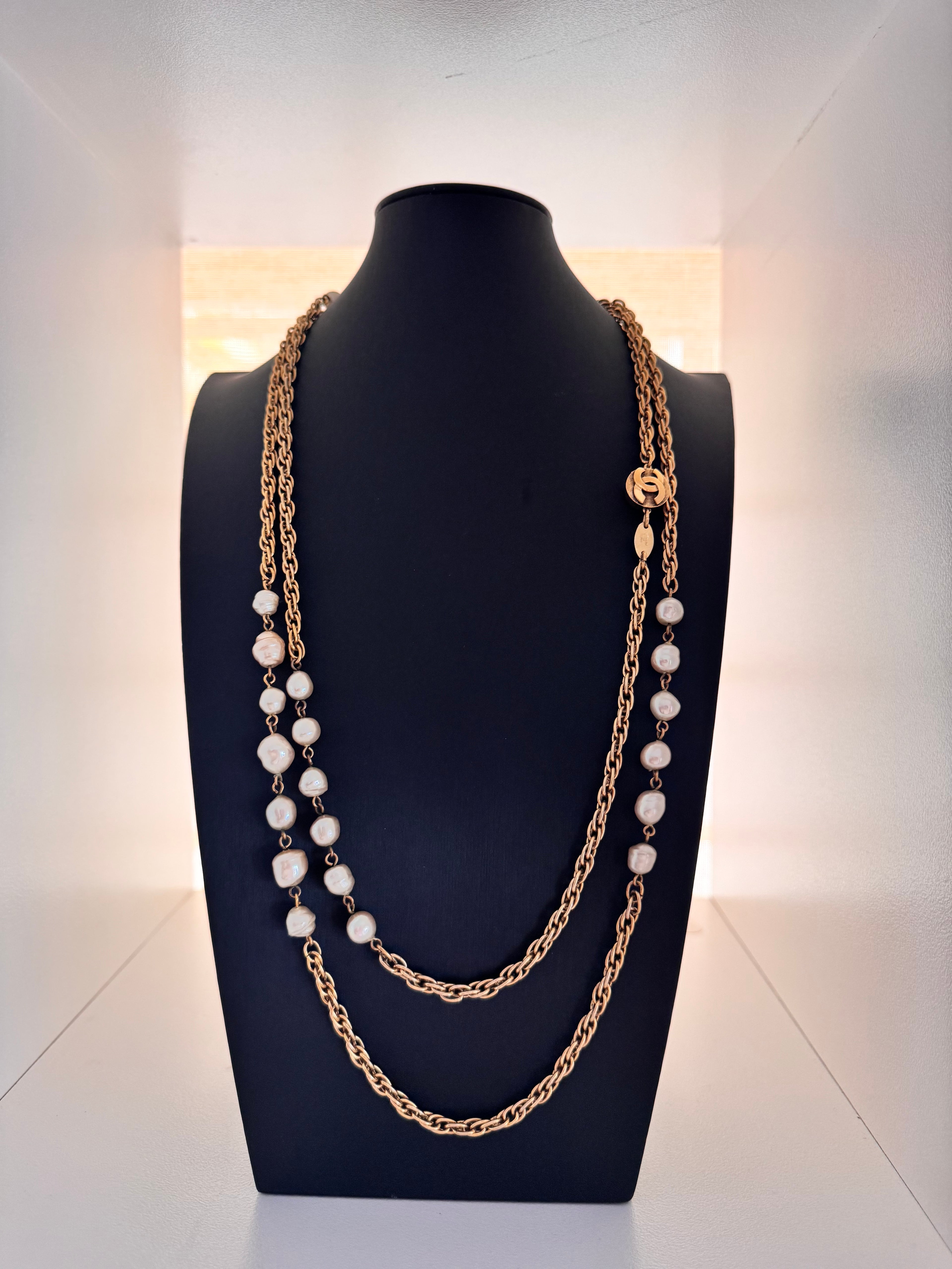 Vintage Chanel Byzantine Revival Pearl Sautoir Necklace