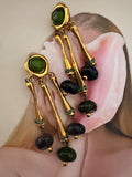 Vintage Christian Lacroix Green Cabochon Drop Earrings