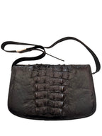 Vintage Rare Jumbo Genuine Hornback Crocodile Leather Shoulder Bag